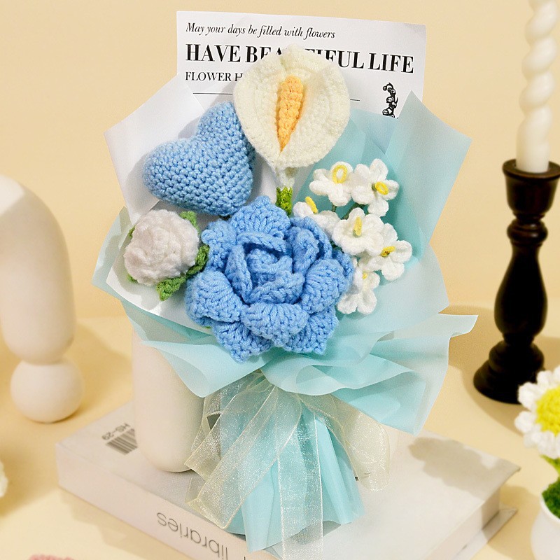 Flor de lana tejida a mano ramo de flores de girasoles flores de punto flor de simulación comercio exterior transfronterizo amazona