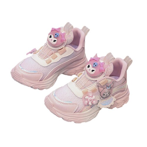 Children's Kuromi Breathable Sports Shoes Soft Sole Student Running Shoes Versatile Cute Button Shoes Fashion Casual Trendy