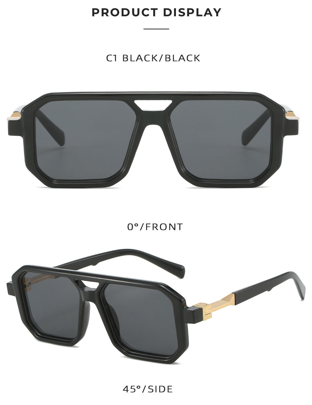 Retro Color Block Pc Square Full Frame Men's Sunglasses display picture 6