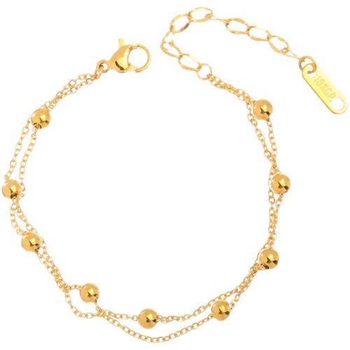 Niche design trendy double-layer bead anklet for women 18K gold cold style high-end forest titanium steel new anklet