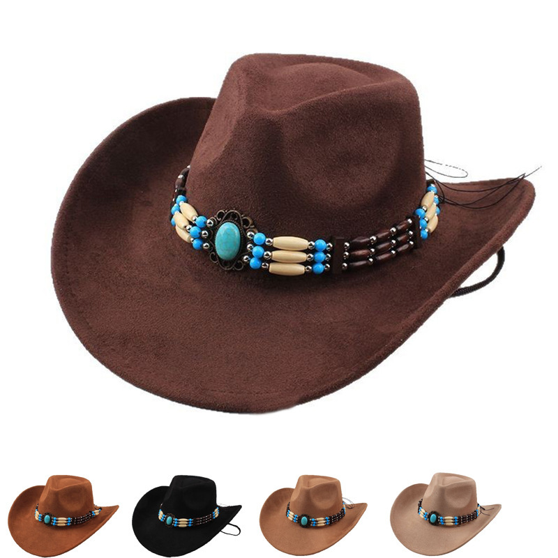 Foreign Trade Jazz Hat European and American Fashion Imitation Leather Fleece Imitation Wool Felt Hat Neutral All-match Top Hat Men's and Women's Cowboy Hat