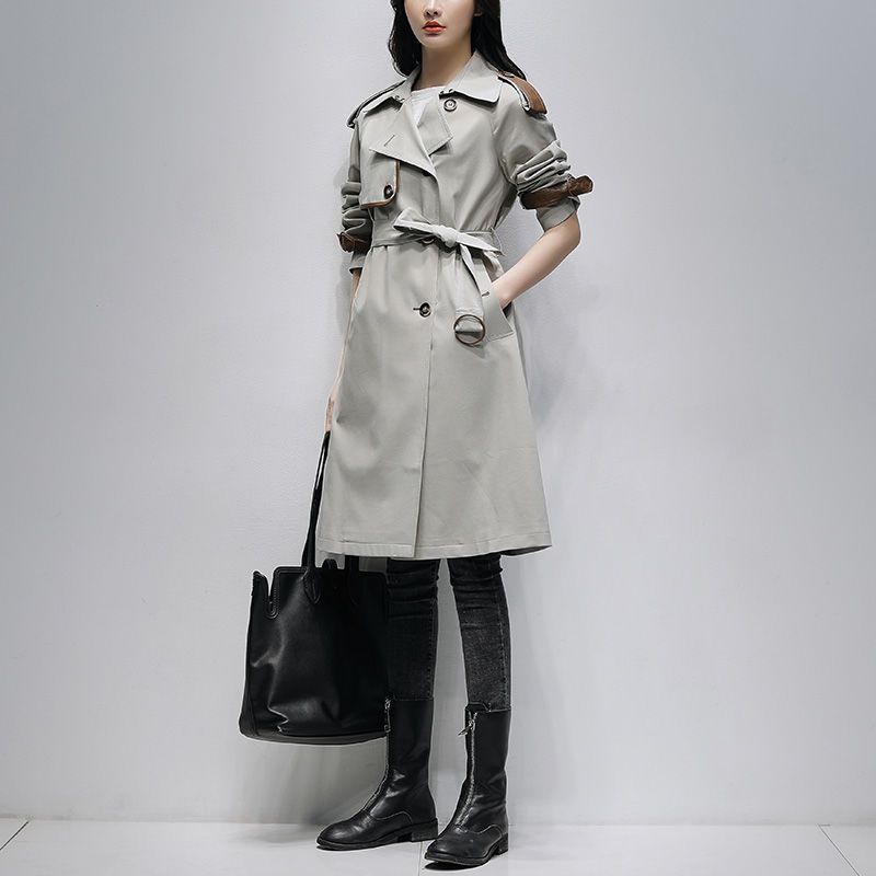 专柜风衣女2025新款修身气质感中长款过膝英伦风大衣潮|undefined