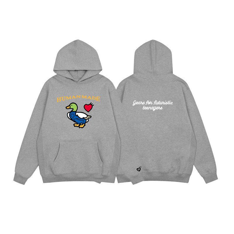 Felpa con cappuccio uomo stampa anatra human made unisex_voghion.com