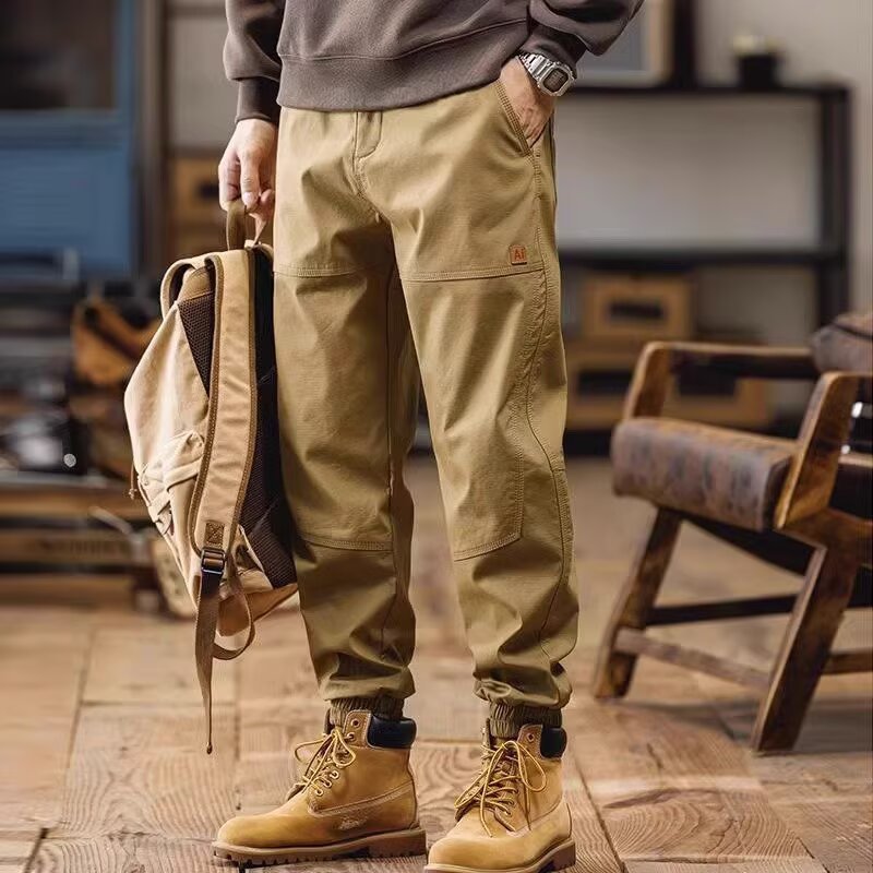 Men's Cargo Pants Trendy Brand Loose Jogger Casual Pants Men's Spring and Autumn Thin American Style Durable Work Trousers
