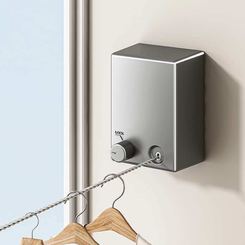 Cuerdas de secado de alambre de acero inoxidable dormitorio sin perforación rack de secado hotel doméstico cuerdas de secado de ropa retráctiles invisibles