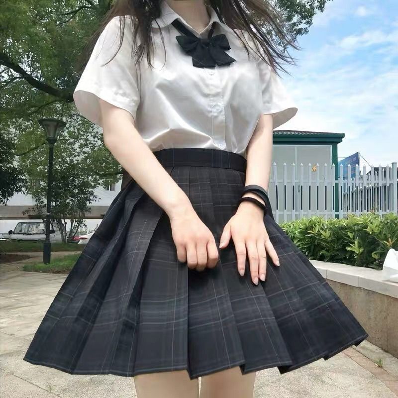 Carbon Gray Jk Plaid Skirt Uniform Orthodox Student Plaid Skirt Pleated Skirt Stylish Short Skirt Half Skirt Women Japanese Versatile
