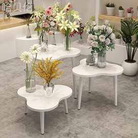 橱窗花店花架样品服装店中岛展示台童装店白色流水台高低展示桌