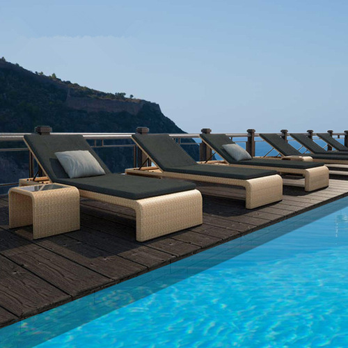 Outdoor pool lounge chair, beach rattan beach chair, sun protection courtyard garden hotel, open-air outdoor leisure bed