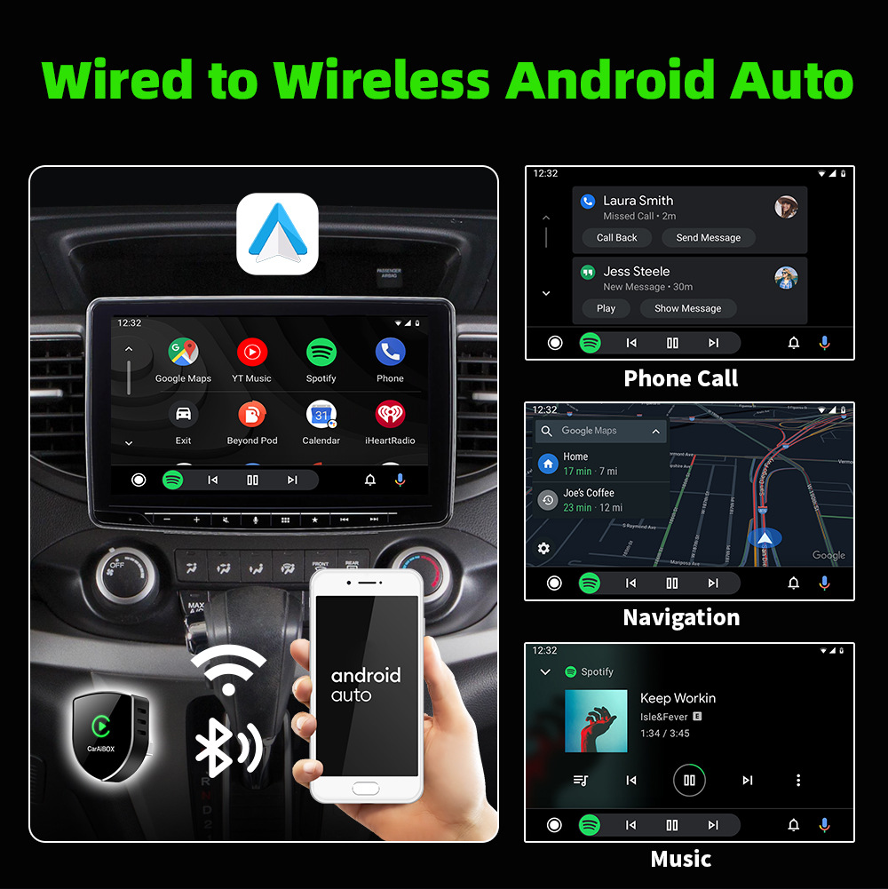 Original car wired to wireless CarPlay Android Auto 2-in-1 smart car connectivity adapter