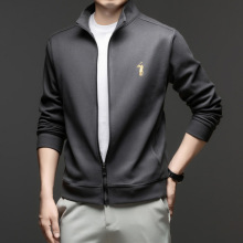 厚款运动风立领咖色男士夹克中青年休闲韩版时尚春秋季百搭