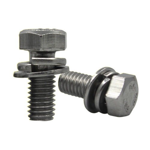 Stainless steel hex head bolts for wholesale GB9074 73204 external hex flat spring washers combined screws M5 M6 M8