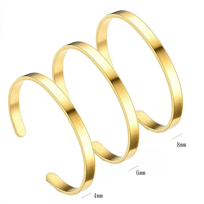 跨境欧美热销开口可调节c形不锈钢手镯钛钢手环可DIY图案文字手饰