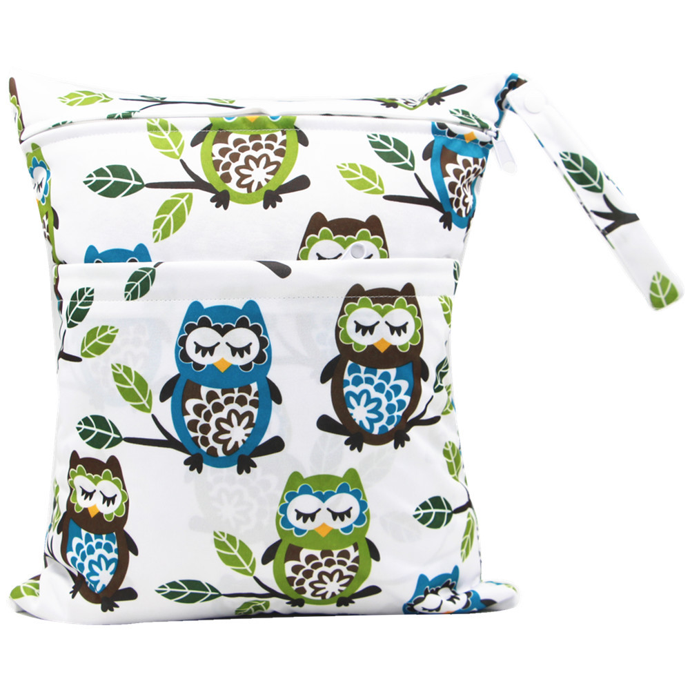 Bolsa de pañales Asenappy Impresión digital bebé doble cremallera impresión impermeable bolsa de pañales aplicación económica