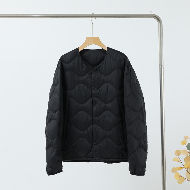 Nuevo invierno hombre ligero plumón interior cuello V delgado portátil suelto universal abrigo de manga larga de chaqueta blanca cálida