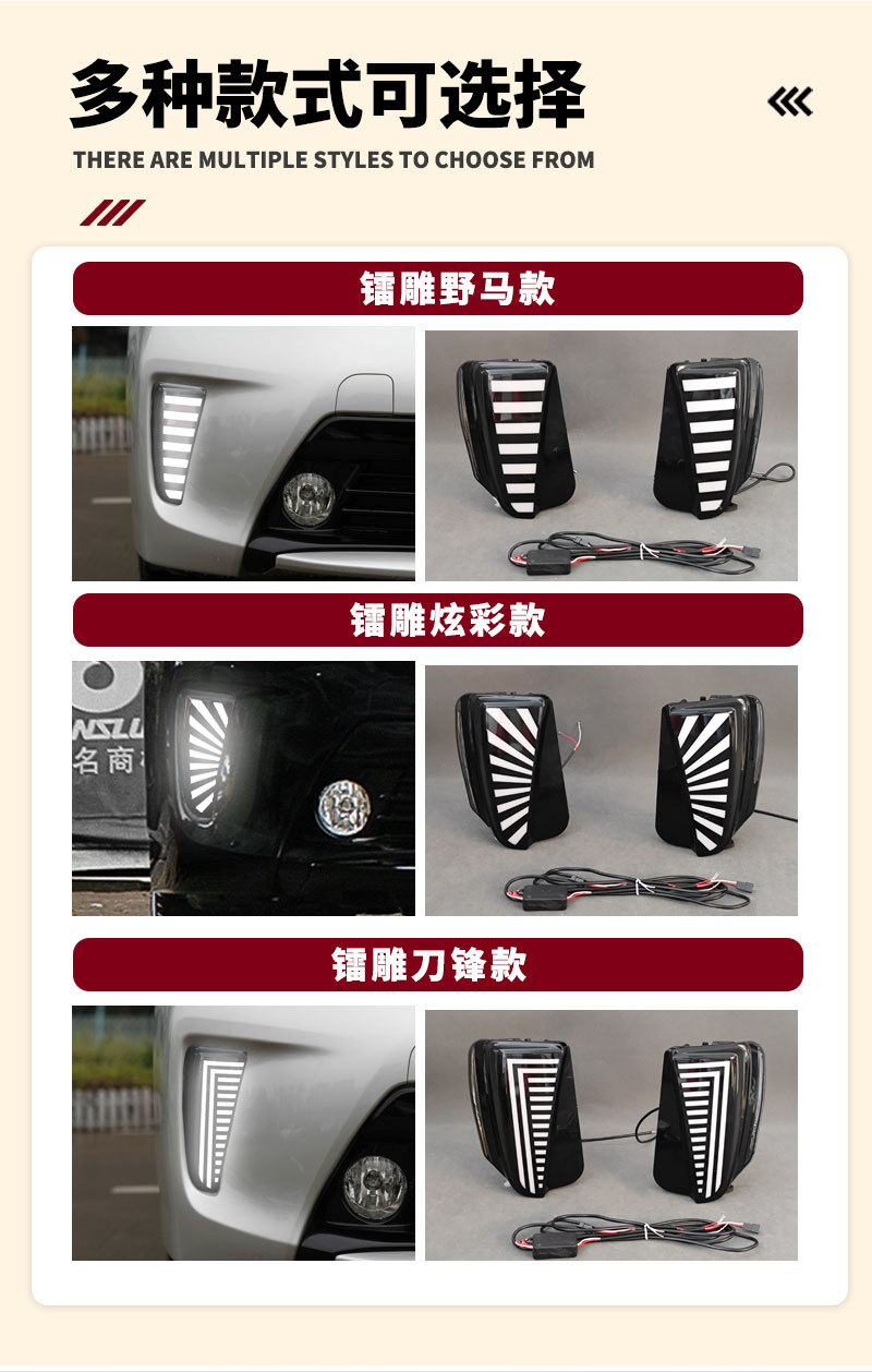 Suitable for 12-15 Toyota Prius Daytime Running Lights Prius Drl Turn Signal Modified Led Front Fog Lights