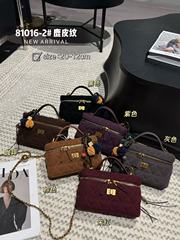 复古麂皮纹真皮链条饭盒包包女2025秋冬新款高级感时尚单肩斜挎包
