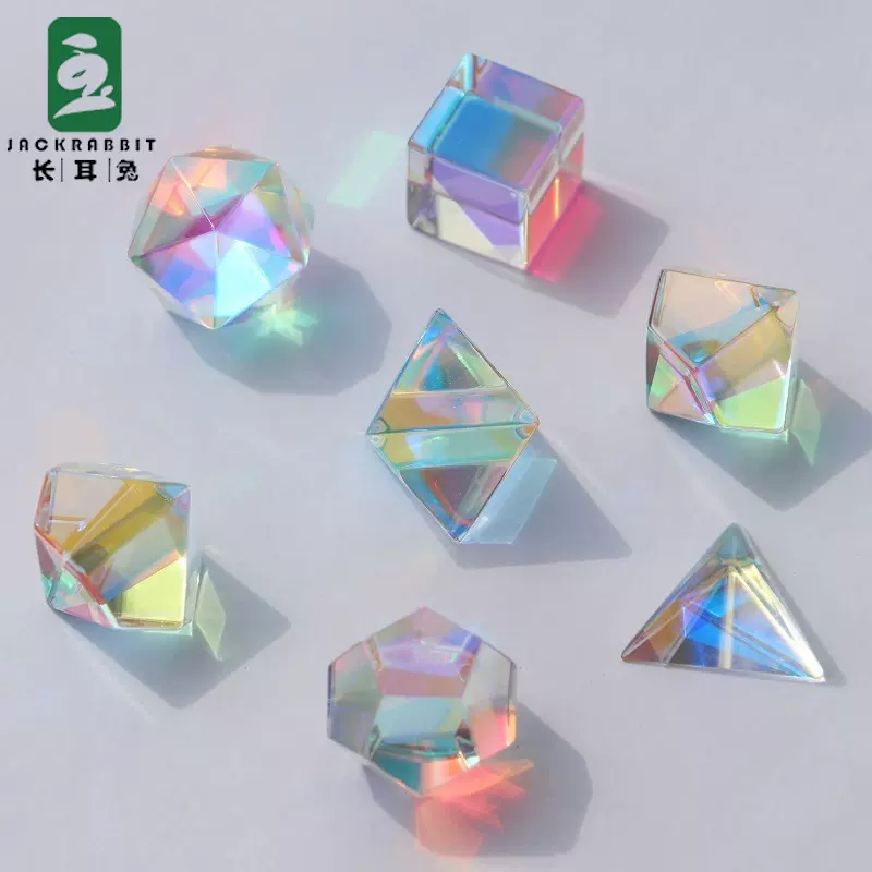 超闪焕彩玻璃骰子透明多面减压家务点数白玉石紫水晶黑曜色子批发