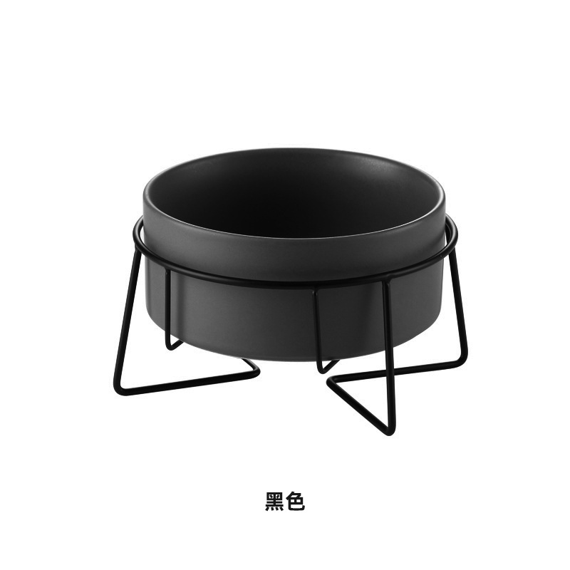 Tazón de gato de cerámica tazón de comida para gatos tazón de perro tazón de bebida tazón de comida protección cervical cerámica negro Pet Bowl tazón de gato
