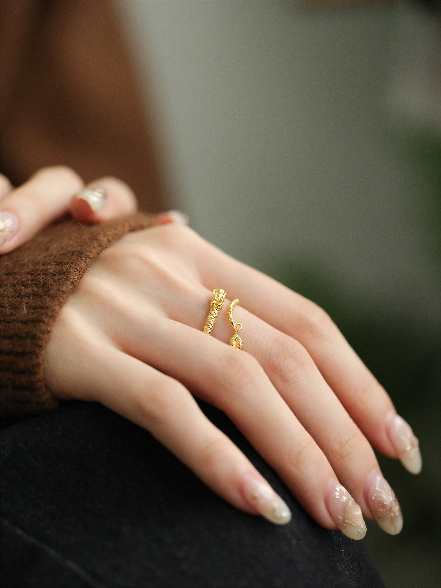 Bijoux et accessoires Bague Dragon Année Petit Dragon Doré Design de niche Mode Bague Année Dragon Zodiaque Haut de gamme Accessoires de bague Femme_voghion.com