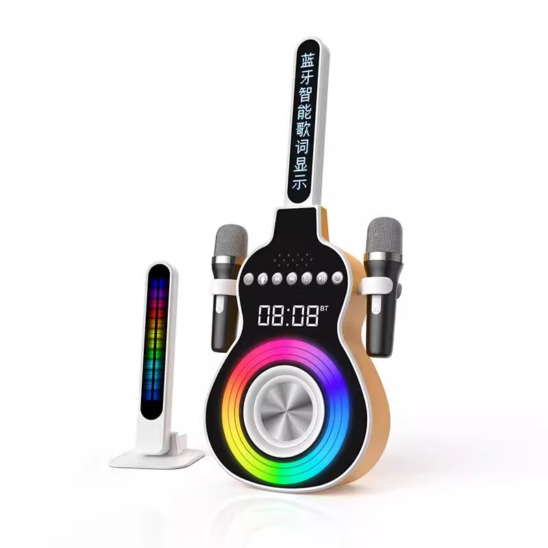 ギター型ダブルマイク家庭児童KTV歌うスピーカー誕生日プレゼントbluetooth高颜値顕歌詞音響|undefined