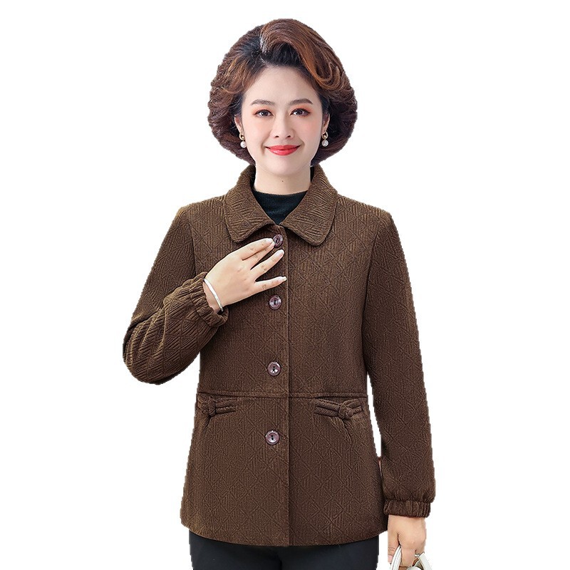 2025新款妈妈秋装外套休闲洋气中老年人女短款翻领春秋夹克衫上衣|undefined