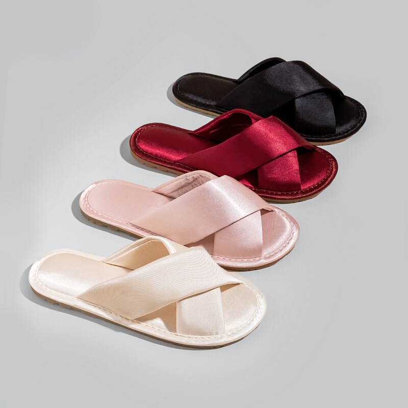 Home Slippers, Light Luxury Satin Cross-Strap Slip-Ons for Women, Cross-Strap, Non-Slip, Soft Sole, Breathable, Comfortable, Fashionable New Style Home Slippers, Light Luxury Satin Cross-Strap Slip-Ons for Women, Cross-Strap, Non-Slip, Soft Sole, Breathable, Comfortable, Fashionable New Style