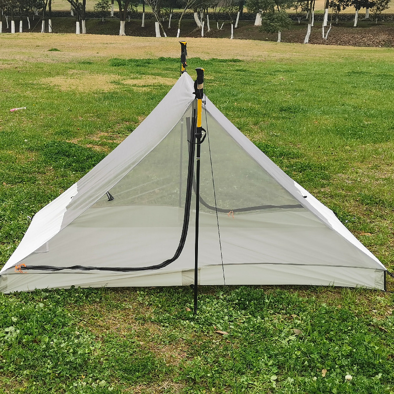 New 15D nylon blue ultra-light convenient double-layer three-season rainproof wind-resistant Mountain double-door camping tent