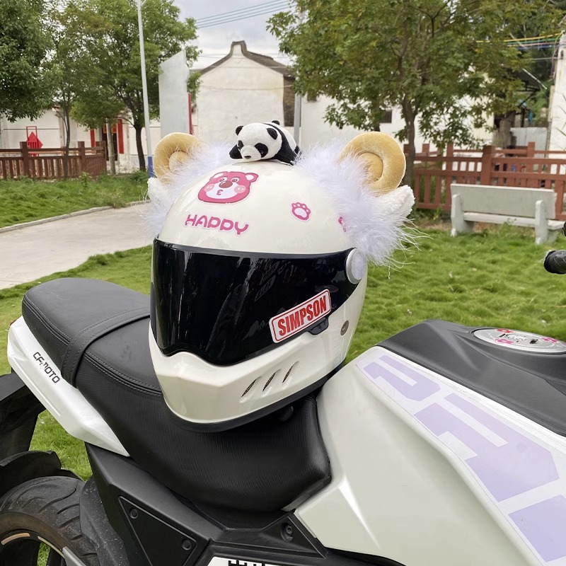 Plush Yellow Wool Sheep Ear Helmet Accessories Detachable Motorcycle Helmet