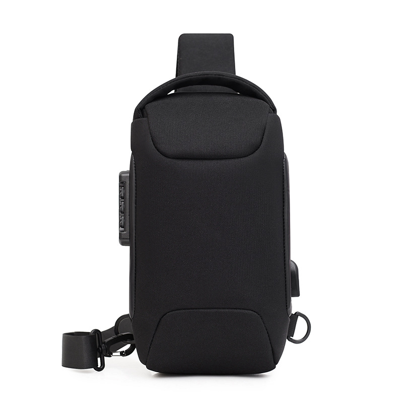 Bloqueo de contraseña antirrobo bolso de mensajero de tela Oxford para hombres bolso de pecho recargable USB bolso bandolera deportivo bolso cruzado para hombres