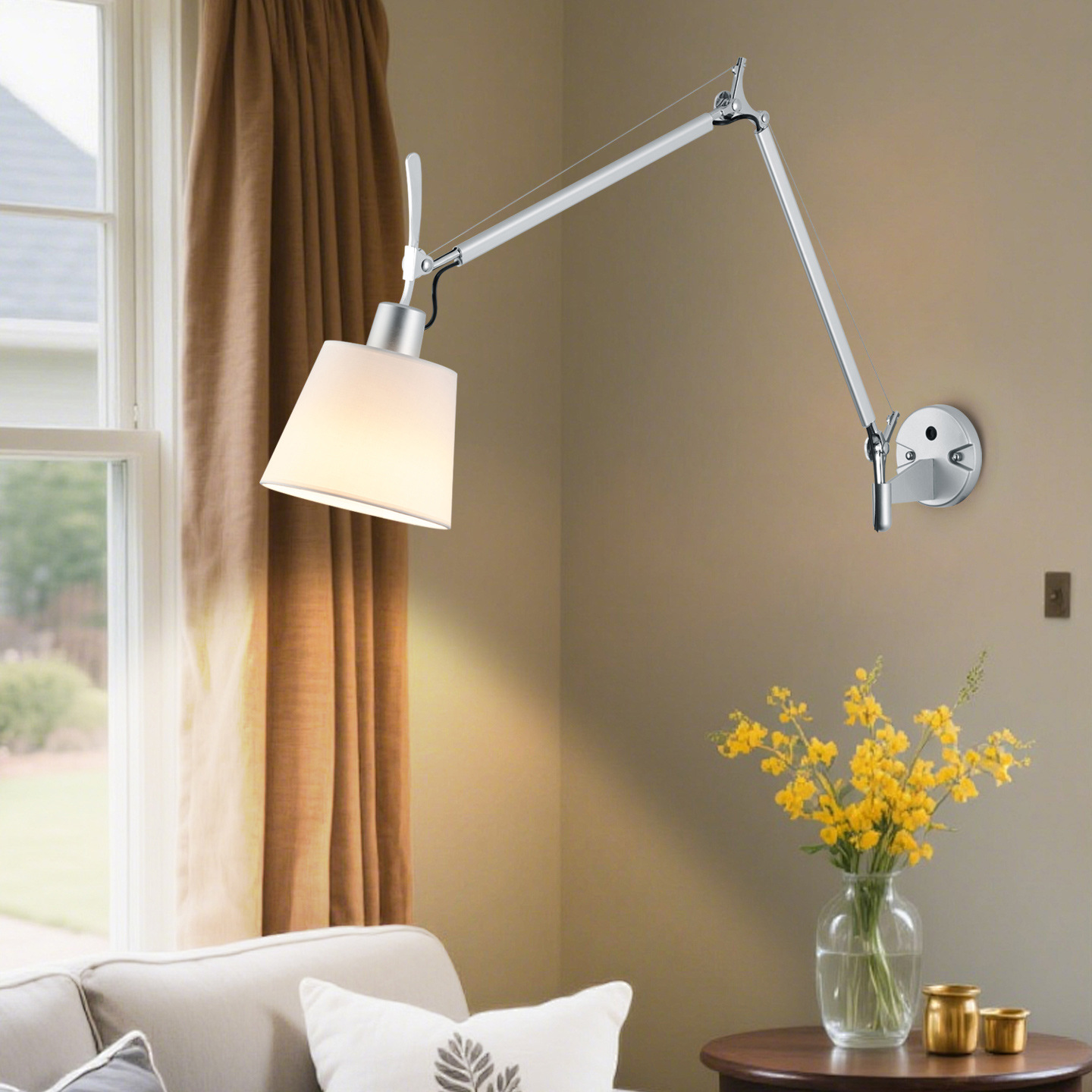 Gujia lámpara de pared de cabezal de cama simple estudio moderno diseño telescópico brazo oscilante creativo sala de estar lectura lámpara de protección de ojos 194L