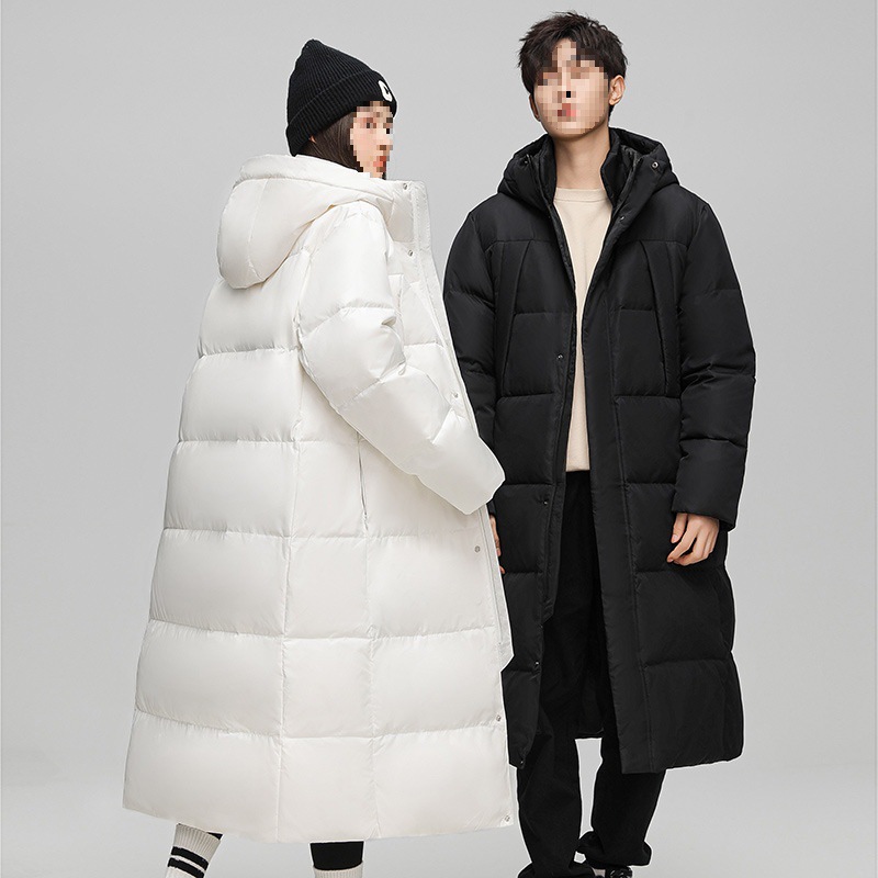Nouvelle doudoune longue montante pour homme, collection hiver 2025, coupe-vent, épaisse, décontractée, ample, à capuche, chaude et confortable._voghion.com