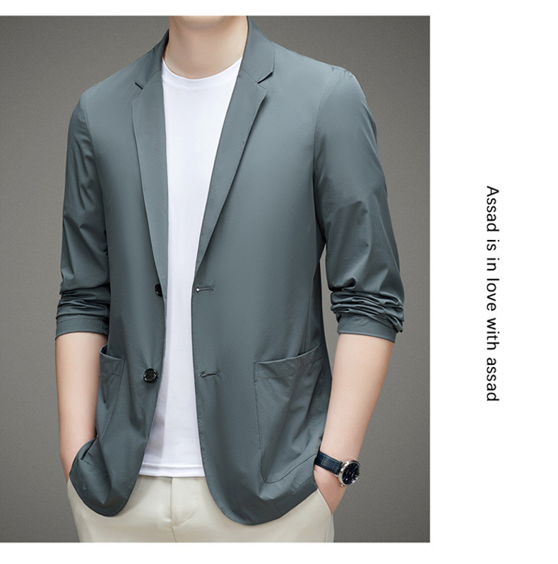 男士单西服春夏季轻薄款冰丝防晒衣高级感商务新款休闲小西装外套详情27