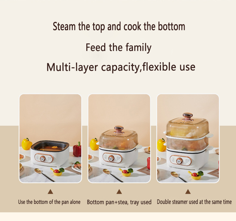Cuit-vapeur électrique inox multifonction pour la cuisine_voghion.com