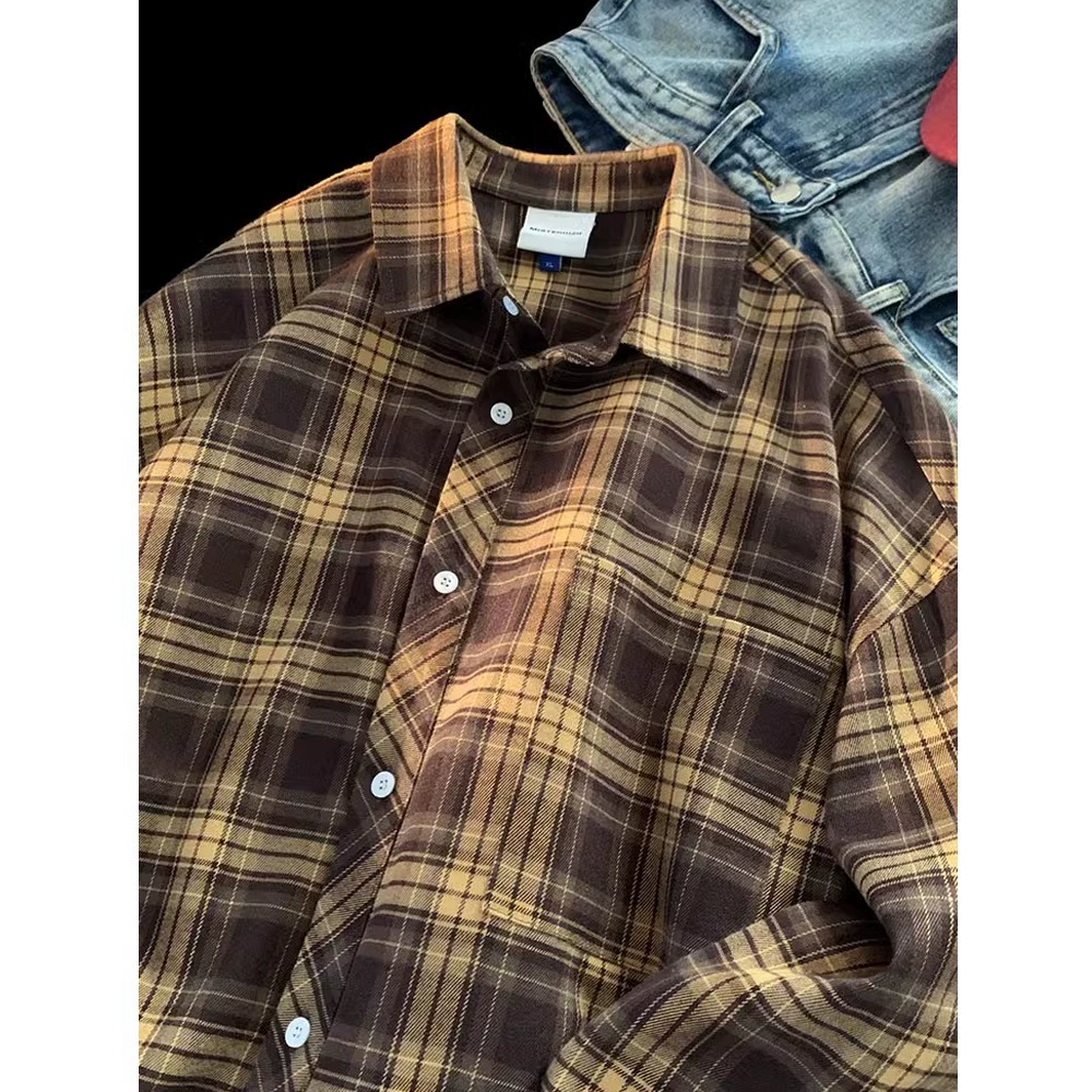 Демисезонная рубашка японского стиля, качественная jacket? (note) better: куртка весенняя в клетку, размеры M–3XL