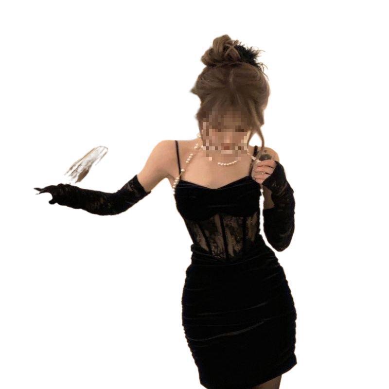 드레스 핫걸 레이스 피쉬본 새해 크리스마스 레드 힙 스커트 벨벳 슬링 배틀 가운 섹시 데이트 도매