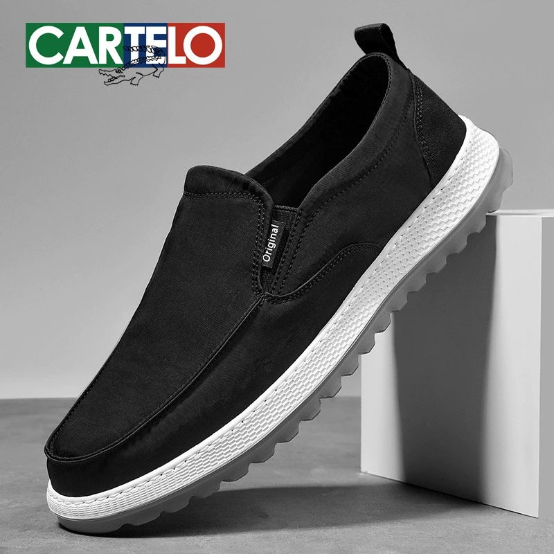 Мужские тканевые туфли Cardile из крокодиловой кожи, летние дышащие тканевые туфли в стиле старого Пекина, легкие мужские туфли без шнурков на мягкой подошве.