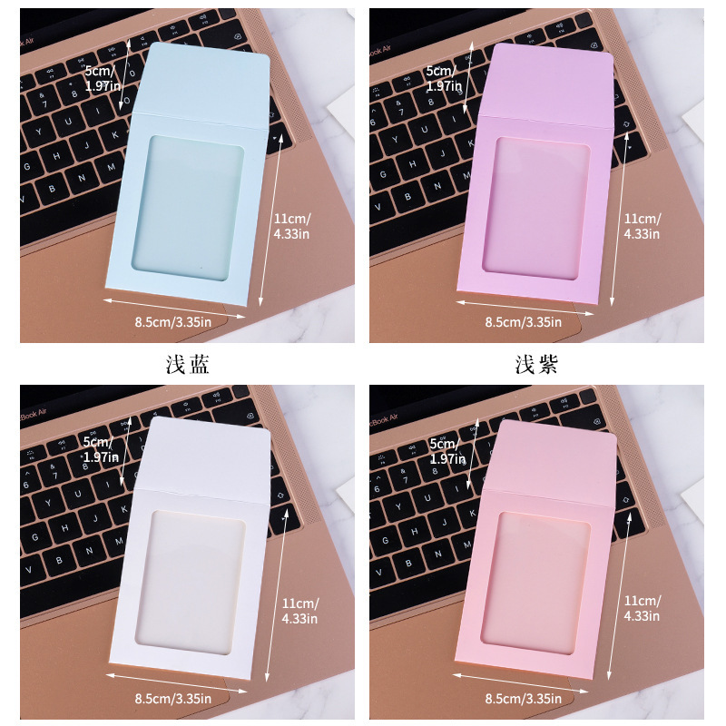 インスタイルマカロンカラーカードホルダー封筒DIYカード包装フォトフレーム窓透明封筒|undefined