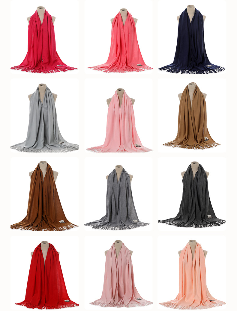 380g Weight Scarf Classification Outdoor, Daily Occasion Women's Elegant Simple Style Solid Color Imitation Cashmere Tassel Scarf