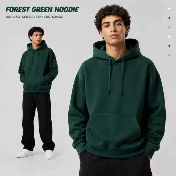 2026 Spring and Autumn New Cross-Border European and American Men's Sports Solid Color Pullover Fleece Sweatshirt Foreign Trade Wholesale Casual Hoodie