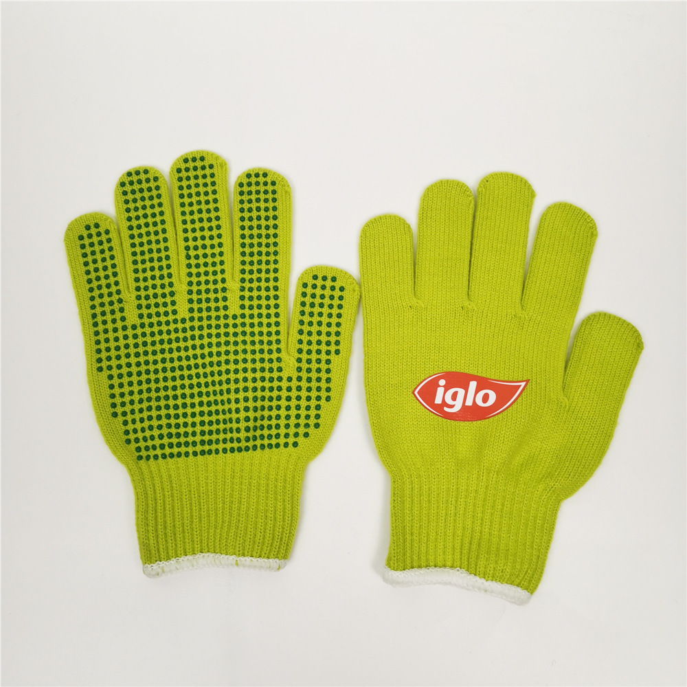 可定制单面点胶热转印图案防滑耐磨日常防护环保再生纱促销手套