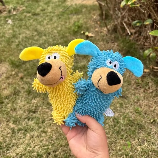 Dog Toy Cartoon Cute Sounding Plush Mop Toy Dog ​​Play Bite-Resistant Molar Teeth Cleaning Chewing Toy