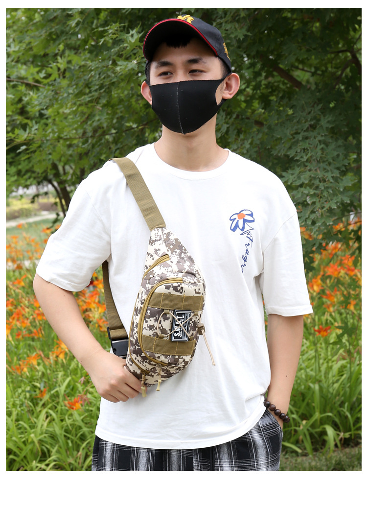Sports bag Camouflage Military Fan waist bag, multi-functional crossbody bag, Outdoor running sports, large-capacity single-shoulder chest bag undefined
