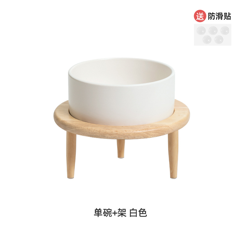 Comedero para mascotas, tazón para comida de gatos, tazón doble de cerámica, tazón para perros, tazón para gatos, dispensador de agua que protege el cuello, tazón de arroz de acero inoxidable