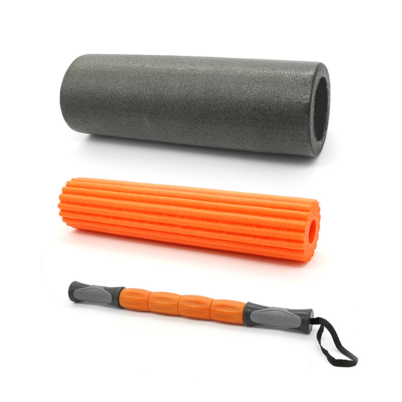 Tres en uno PE yoga traje de columna eje de espuma rodillo masajeador relajación muscular profunda masaje multifuncional palo