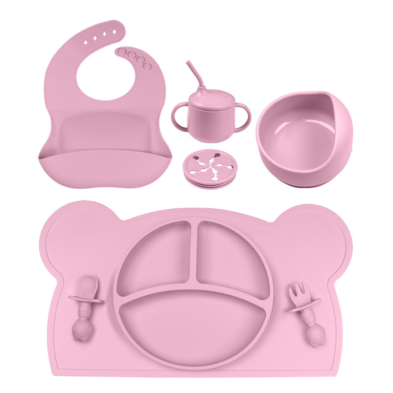 라이트 핑크 8 피스 곰 placemat 올빼미 포크 스푼