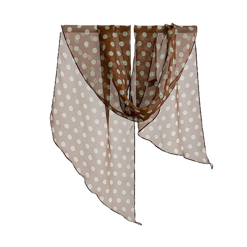2025 New French Polka Dot Silk Chiffon Scarf For Women - Spring/Summer Lightweight Sun Protection Mulberry Silk Chiffon Square Scarf - Thumbnail 5