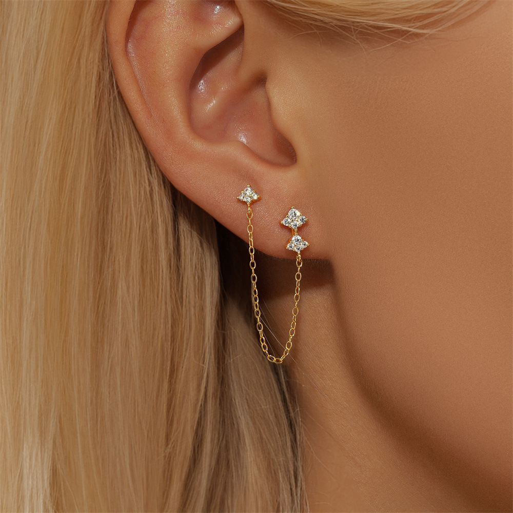 Ear line Classification 1 Pair 925 Sterling Silver Zircon Geometric Ear Line