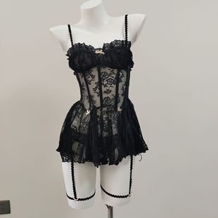 Sexy Pajamas Women's Pure Desire Perspective 2025 New Summer Lace Pure Desire Thin Small Chest Sling Cute Nightdress