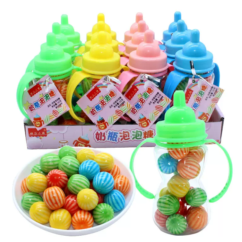 奶嘴瓶造型西瓜泡泡糖口香糖水果味软糖儿童糖果8090怀旧零食批发