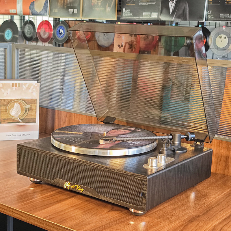 国境を越えた現物の黒ゴムレコード機蓄音機bluetoothオーディオ木製プレーヤーがレトロなレコードを飾るプレゼントLP|undefined